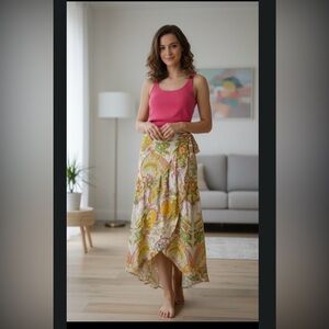 Paisley Maxi Skirt in Yellow and Green